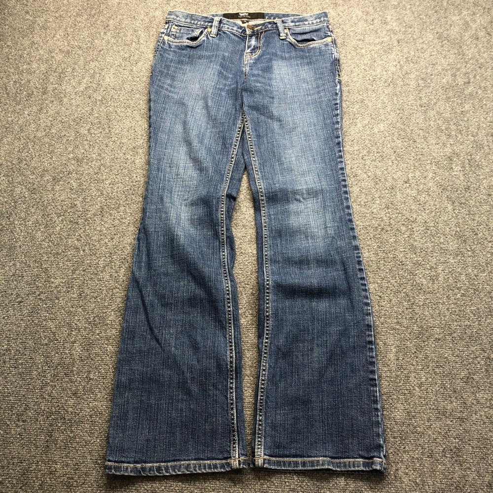 Y2K Premium Denim Women Blue Flare Leg Low Rise Jeans Size 6